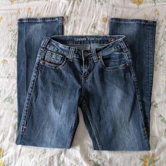 Cowgirl Tuff "Don't Fence Me In" Boot Cut Jeans - Picture 1 of 5